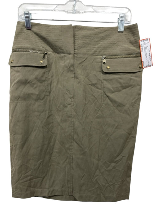 Magaschoni Size XS/S Olive Green Silk & Cotton Zip Fly Pockets Skirt Olive Green / XS/S