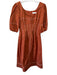 Jonathan Simkhai Size 8 Burnt Orange Cotton Blend Wide Neck Puff Sleeve Dress Burnt Orange / 8