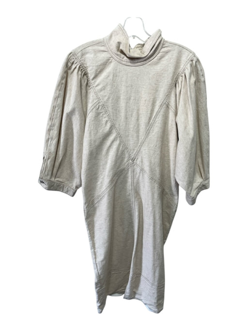 Isabel Marant Etoile Size 42 Beige Cotton Blend Zip Back 3/4 Sleeve Denim Dress Beige / 42