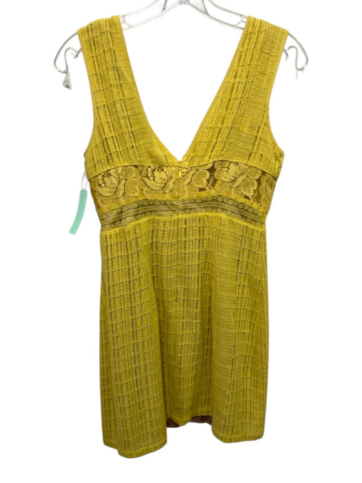Tracey Reese Size 4 Green Cotton & Acetate V Neck Lace Mini Sleeveless Dress Green / 4