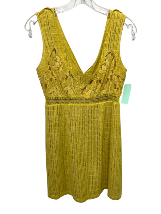 Tracey Reese Size 4 Green Cotton & Acetate V Neck Lace Mini Sleeveless Dress Green / 4
