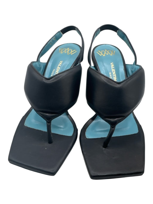 Valentina Rangoni Shoe Size 6.5 Black Leather Thong Strap Slingback Sandals Black / 6.5