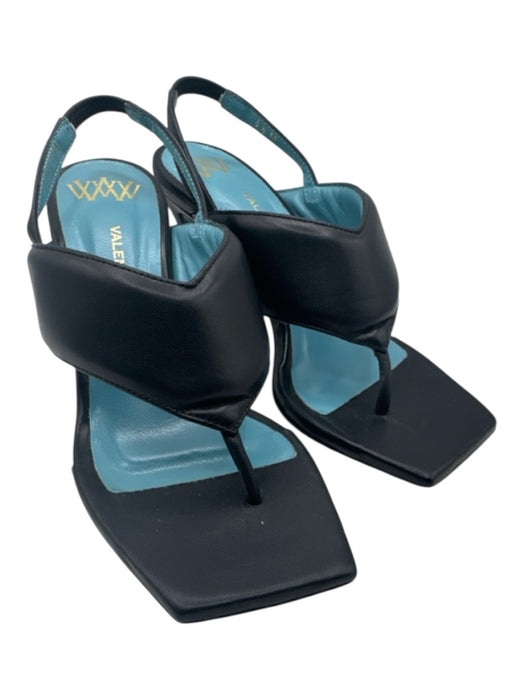 Valentina Rangoni Shoe Size 6.5 Black Leather Thong Strap Slingback Sandals Black / 6.5