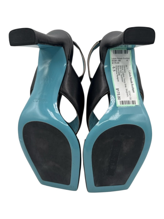 Valentina Rangoni Shoe Size 6.5 Black Leather Thong Strap Slingback Sandals Black / 6.5