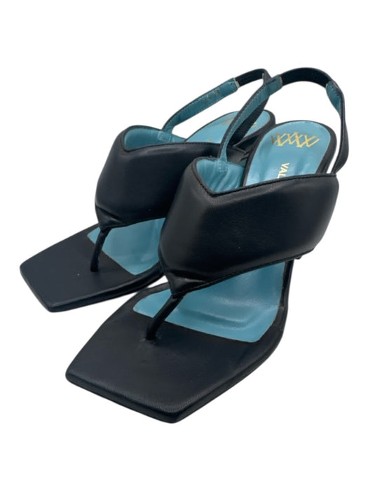 Valentina Rangoni Shoe Size 6.5 Black Leather Thong Strap Slingback Sandals Black / 6.5