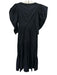 Sea New York Size XS Black Cotton Puff 1/2 Sleeve Tiered Scoop Neck Midi Dress Black / XS