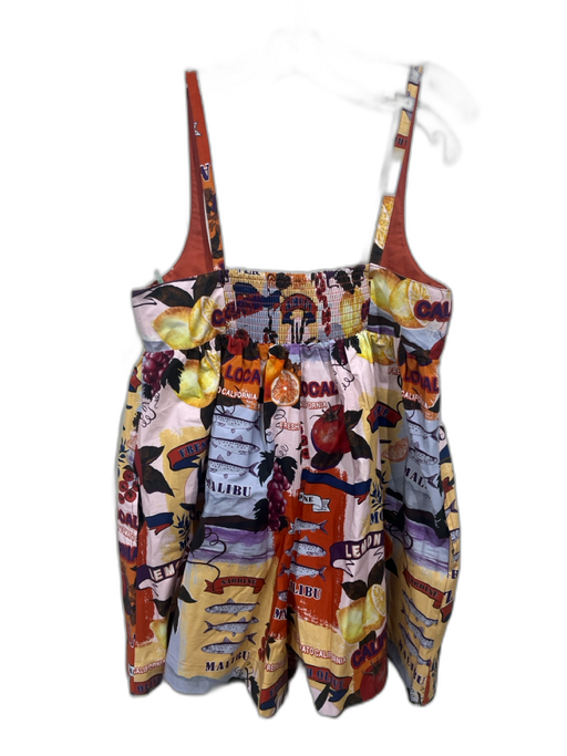 Christian Lacroix Size M Orange, Blue, Multi Cotton Sleeveless Fish Print Romper Orange, Blue, Multi / M
