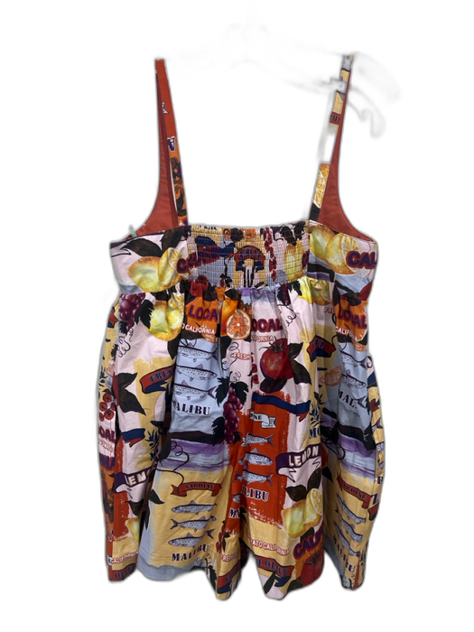 Christian Lacroix Size M Orange, Blue, Multi Cotton Sleeveless Fish Print Romper Orange, Blue, Multi / M
