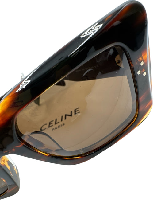 Celine Dark Brown Acetate Square tinted lens Tortoise Sunglasses Dark Brown