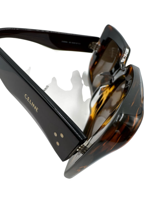 Celine Dark Brown Acetate Square tinted lens Tortoise Sunglasses Dark Brown