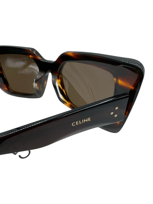 Celine Dark Brown Acetate Square tinted lens Tortoise Sunglasses Dark Brown