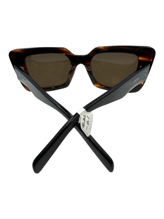Celine Dark Brown Acetate Square tinted lens Tortoise Sunglasses Dark Brown