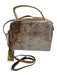 PG Collections Tan, White & Brown Leather Ponyhair Zip Close Top Handle Bag Tan, White & Brown / Small