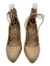 Eight Fifteen Shoe Size 6 Beige Leather Lace Up Stiletto Platform Heels Beige / 6