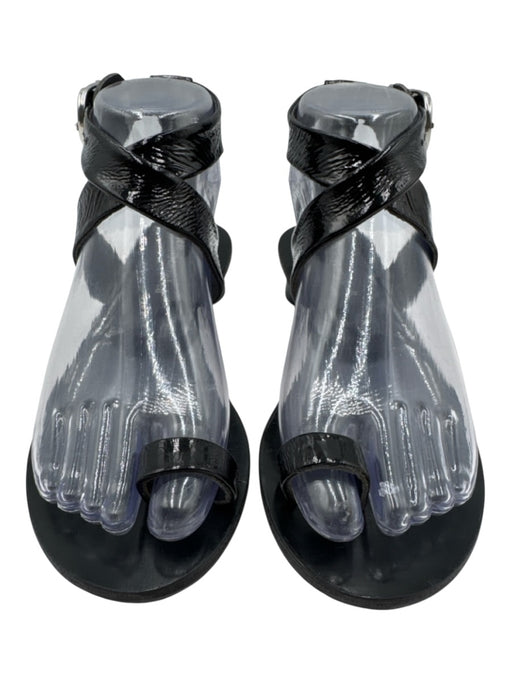 Jeffrey Campbell Shoe Size 6 Black Leather open toe Ankle Buckle Sandals Black / 6