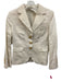 6267 Size 42 Ivory Ramie Blend 3 Button Pockets Shoulder Pads Blazer Ivory / 42
