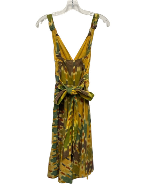 Marc Jacobs Size 4 Yellow & Multi Cotton V Neck Sleeveless Abstract Dress Yellow & Multi / 4