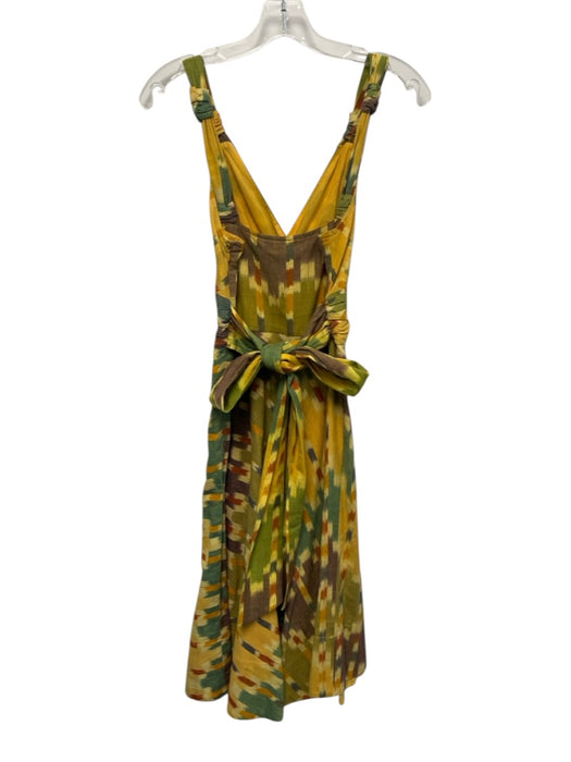 Marc Jacobs Size 4 Yellow & Multi Cotton V Neck Sleeveless Abstract Dress Yellow & Multi / 4