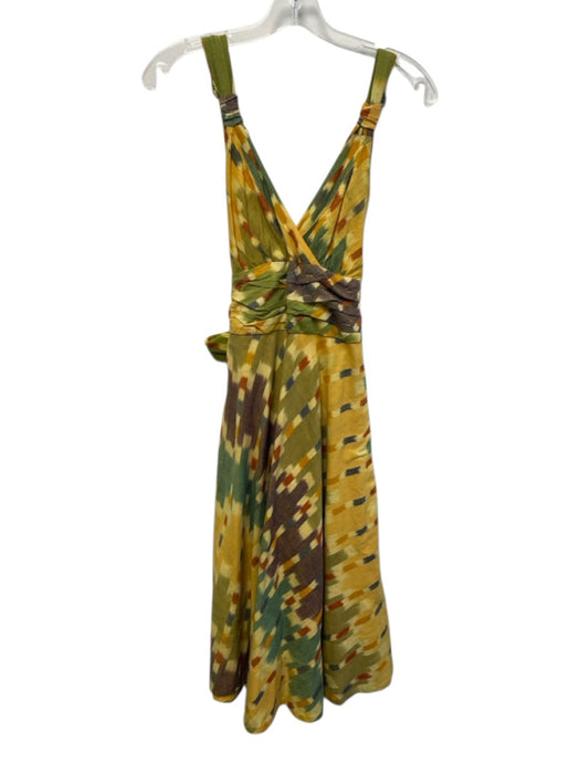 Marc Jacobs Size 4 Yellow & Multi Cotton V Neck Sleeveless Abstract Dress Yellow & Multi / 4