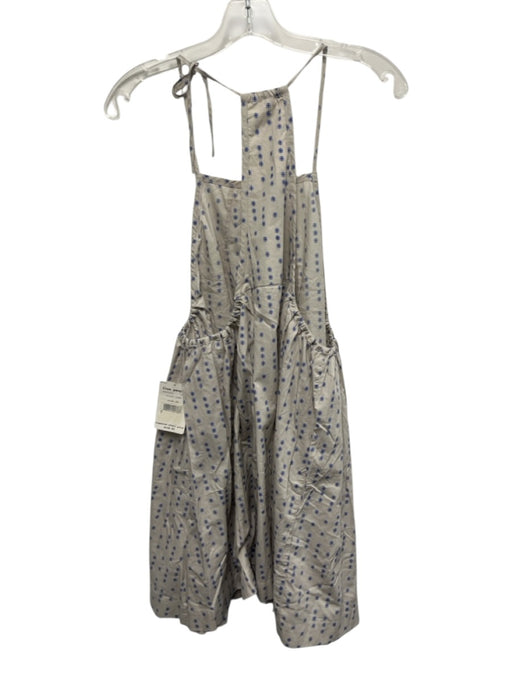 Free People Size S Grey & Blue Cotton Sleeveless Pockets Mini Dress Grey & Blue / S