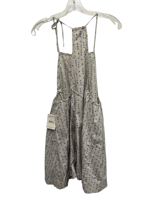 Free People Size S Grey & Blue Cotton Sleeveless Pockets Mini Dress Grey & Blue / S