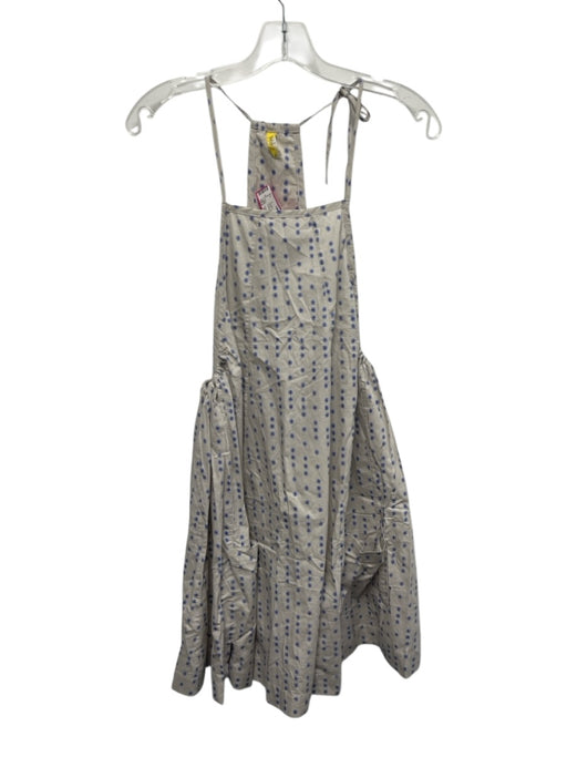 Free People Size S Grey & Blue Cotton Sleeveless Pockets Mini Dress Grey & Blue / S