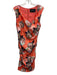 Nicole Miller Collection Size 12 Orange & Multi Linen Blend Floral Ruched Dress Orange & Multi / 12