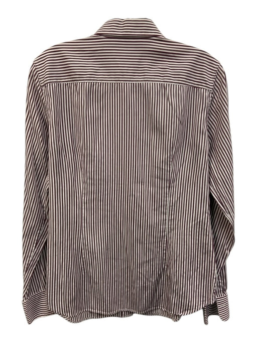 Loro Piana Size 44 White & Burgundy No Fabric Tag Stripe Long Sleeve Top White & Burgundy / 44