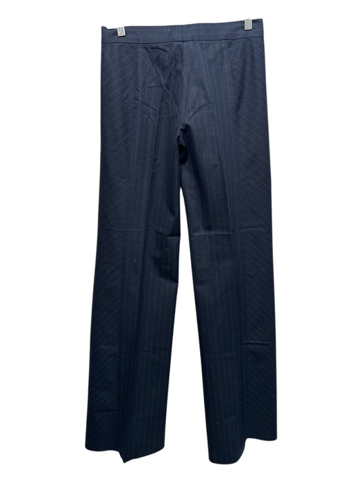 MaxMara Size 8 Navy Cotton Pinstripe Wide Leg Hook & Button Close Pants Navy / 8
