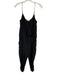 Parker Size M Black Silk Adjustable Strap Elastic Waist Pockets Jumpsuit Black / M