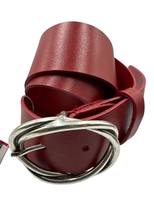 Valentina Red Leather Silver Hardware Buckle Close Belts Red / 32/81