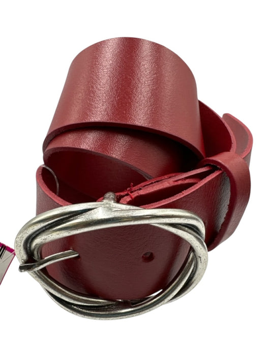 Valentina Red Leather Silver Hardware Buckle Close Belts Red / 32/81