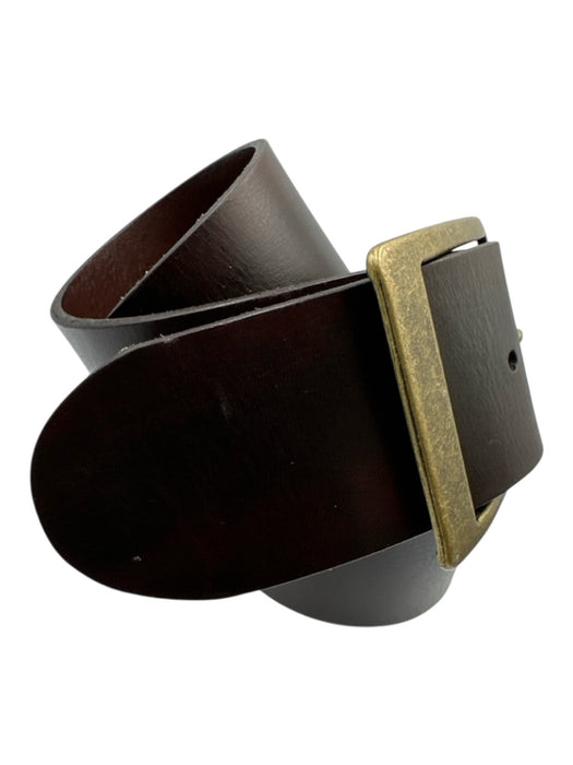 Frame Denim Brown Leather Brass Hardware Square Buckle Belts Brown / S