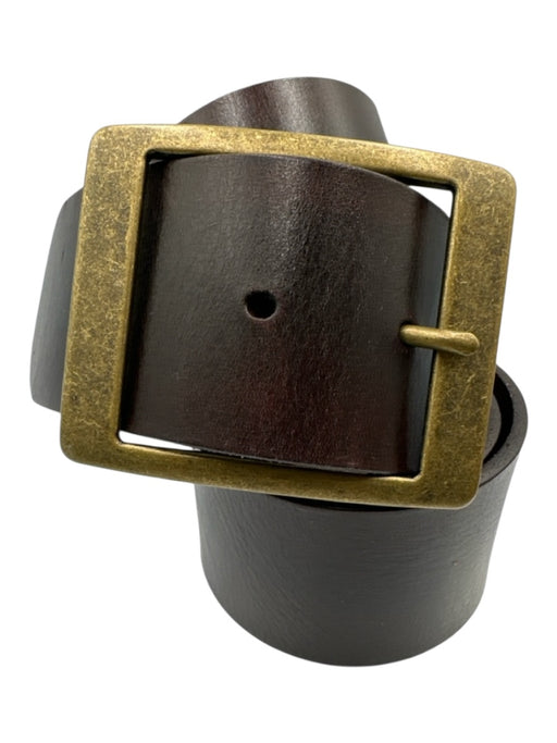 Frame Denim Brown Leather Brass Hardware Square Buckle Belts Brown / S