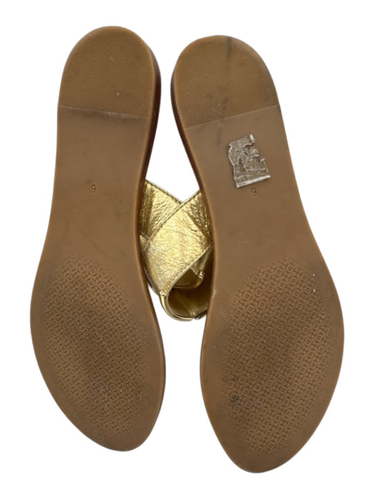Tory Burch Shoe Size 6 Brown Leather Gold Accents Flats Open Toe Sandals Brown / 6