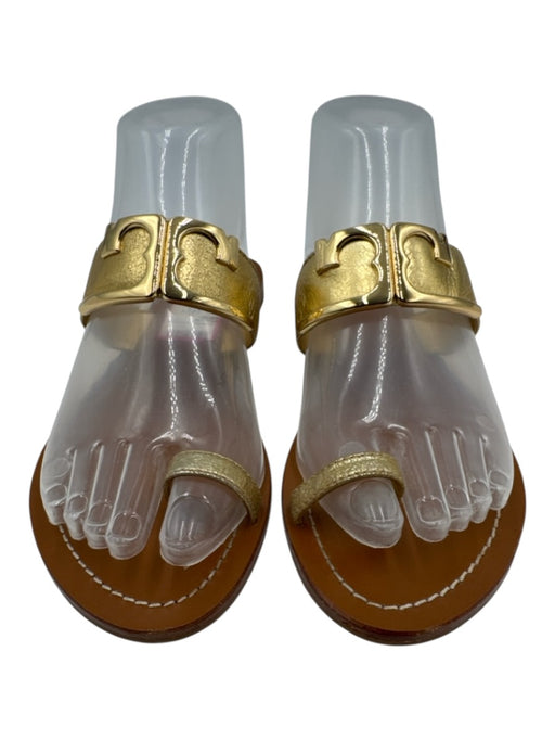 Tory Burch Shoe Size 6 Brown Leather Gold Accents Flats Open Toe Sandals Brown / 6