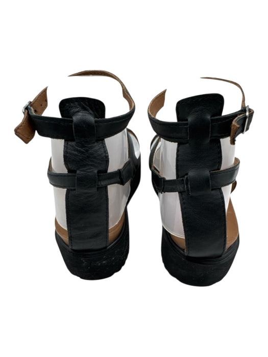 J/Slides Shoe Size 6 Black Leather open toe Ankle Buckle Platform Sandals Black / 6