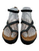 J/Slides Shoe Size 6 Black Leather open toe Ankle Buckle Platform Sandals Black / 6