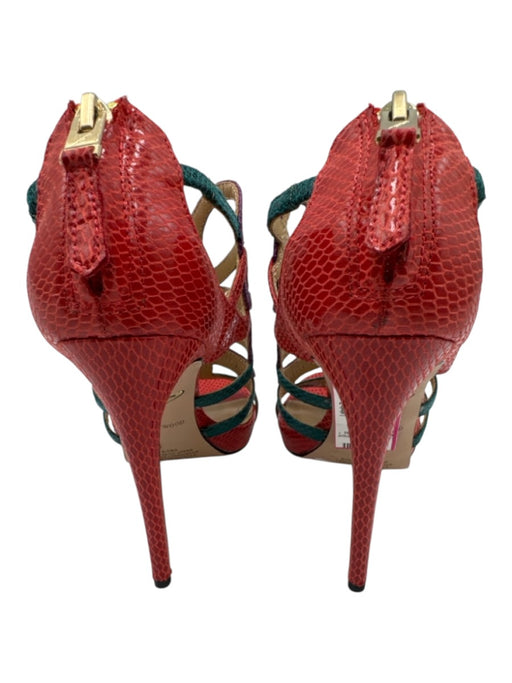 Brian Atwood Shoe Size 6 Red, Green & Purple Synthetic Zip Back Stiletto Heels Red, Green & Purple / 6