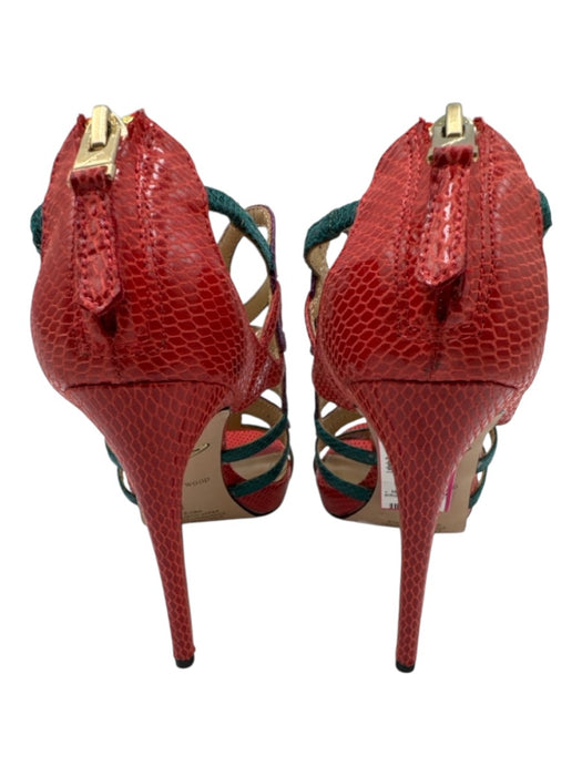 Brian Atwood Shoe Size 6 Red, Green & Purple Synthetic Zip Back Stiletto Heels Red, Green & Purple / 6