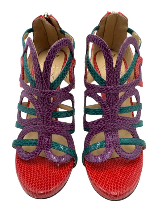 Brian Atwood Shoe Size 6 Red, Green & Purple Synthetic Zip Back Stiletto Heels Red, Green & Purple / 6