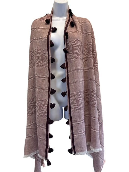 No Brand Red & Burgundy No Fabric Tag Arm Holes Tassels scarf Red & Burgundy
