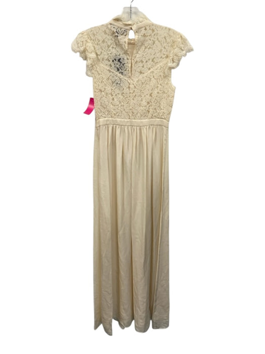 Rachel Zoe Size 6 Ecru Nylon Blend Lace Sleeveless Mock Neck Zip Close Dress Ecru / 6