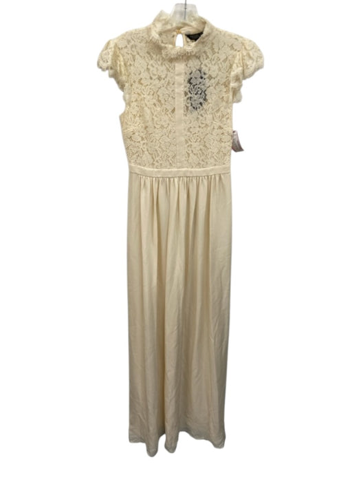 Rachel Zoe Size 6 Ecru Nylon Blend Lace Sleeveless Mock Neck Zip Close Dress Ecru / 6