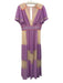 Champagne & Strawberry Size M Purple & Cream Polyester V Neck Lace Maxi Dress Purple & Cream / M