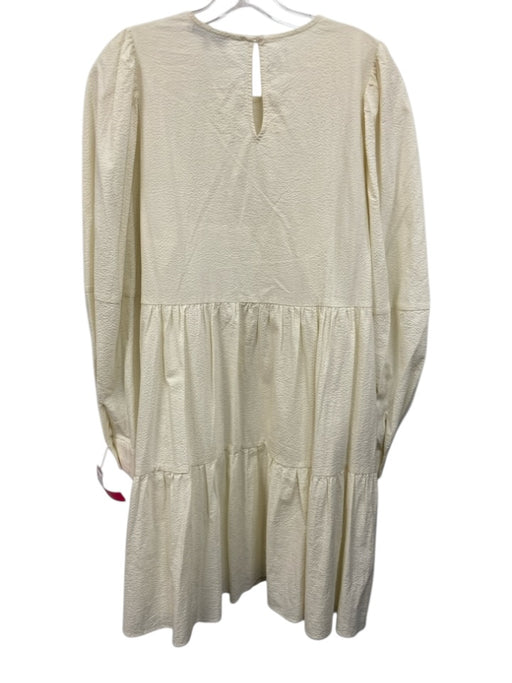 Sea New York Size 4 Ivory Cotton Long Sleeve Textured Keyhole Back Dress Ivory / 4