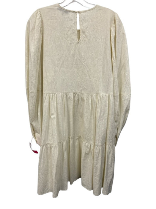 Sea New York Size 4 Ivory Cotton Long Sleeve Textured Keyhole Back Dress Ivory / 4