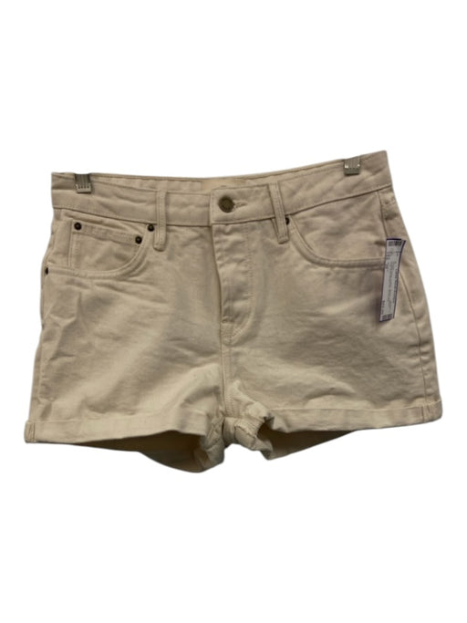 Sezane Size 36 Cream White Cotton Denim Cuffed High Rise Button Fly Shorts Cream White / 36