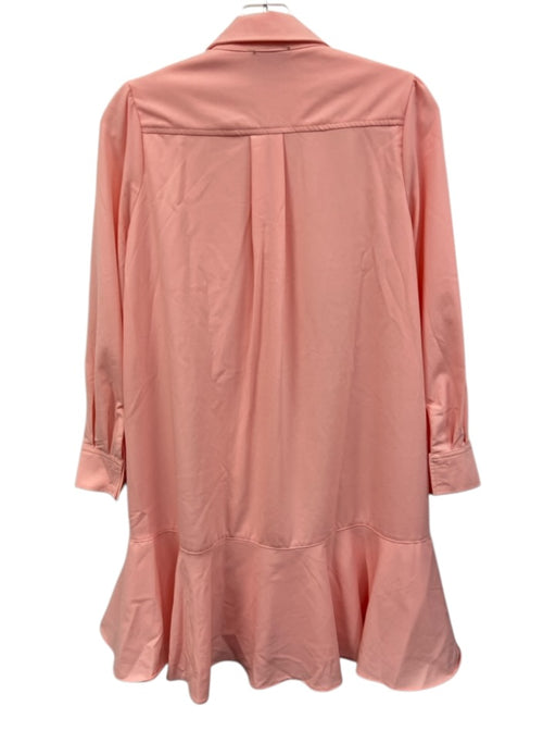 Tuckernuck Size XS Peach Pink Polyester Long Sleeve Ruffle Hem Button Up Dress Peach Pink / XS