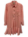 Tuckernuck Size XS Peach Pink Polyester Long Sleeve Ruffle Hem Button Up Dress Peach Pink / XS
